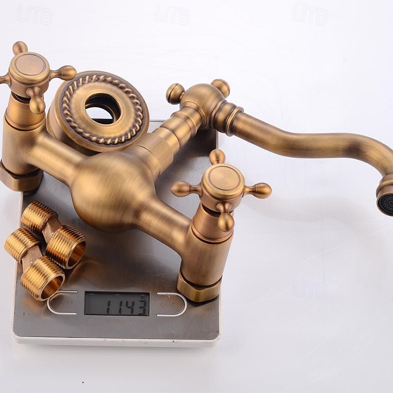 Lavandino rubinetto del bagno - Ruotabile / Classico Ottone antico Esterno Una manopola Due foriBath Taps del 2025 a $145.99 –P11