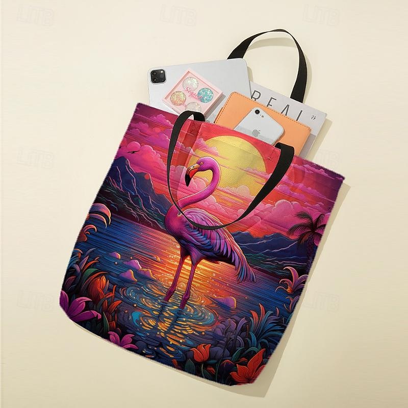 Mujer Bolso Tote Bolsa de hombro Bolsa de lona Poliéster De Compras Diario Festivos Impresión Gran Capacidad Plegable Ligero Flamenco Rojo claro Azul Fucsia 2025 - $19.99 –P6