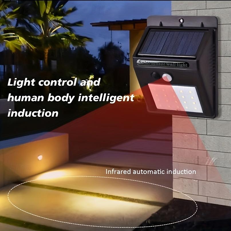 Solar Motion Sensor Wall Light 20LEDs Tri-operating Modes IP65 Waterproof Outdoor Light for Yard Garden Fence Garage 2025 - $11.49 –P6