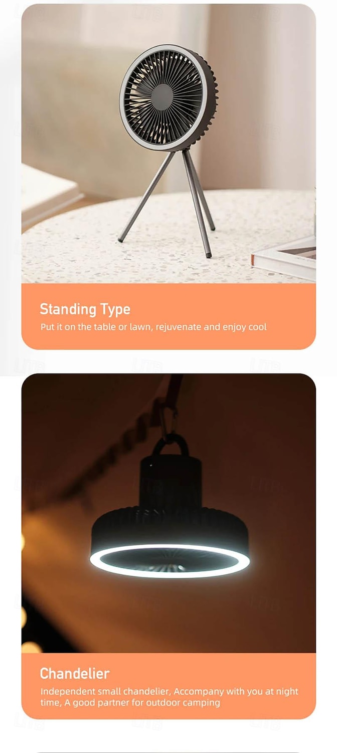 Portable Camping Fan – Rechargeable Battery Operated USB Fan with LED Light and Hook for Tent, Outdoor, Emergency Use 2025 - $48.99 –P5