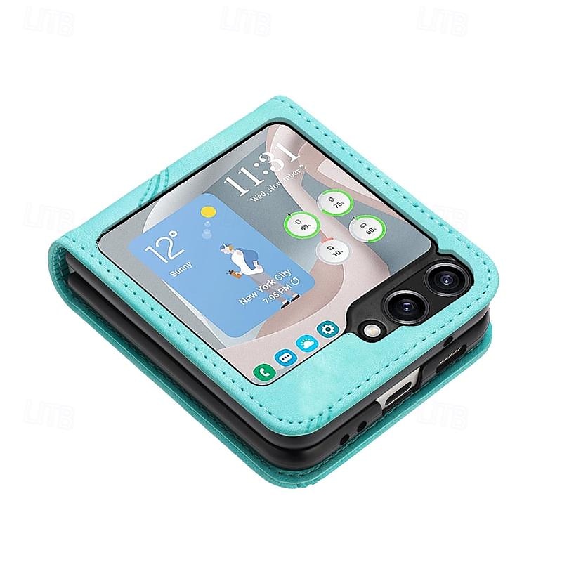 телефон Кейс для Назначение SSamsung Galaxy Z Flip 5 Z Flip 4 Z Flip 3 Откидная крышка Защита от удара Ретро ПК Кожа PU 2025 - $18.99 –P2
