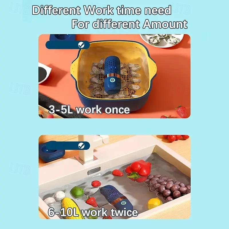 Fruit and Vegetable Purifier Food Cleaning Machine Household Sterilization Portable Wireless Removal of Agricultural Residues Automatic Vegetable Washing Machine 2025 - $39.99 –P6