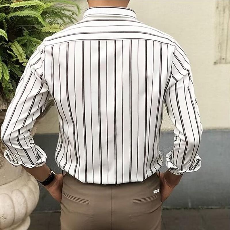 Per uomo Camicia Camicia Estiva Camicia casual Camicia da Spiaggia Camicia con Bottoni Camicie a righe Nero Bianco Blu Manica Lunga A righe Collo ripiegato Vacanza Ferie Bottonato Abbigliamento del 2025 a $21.99 –P3