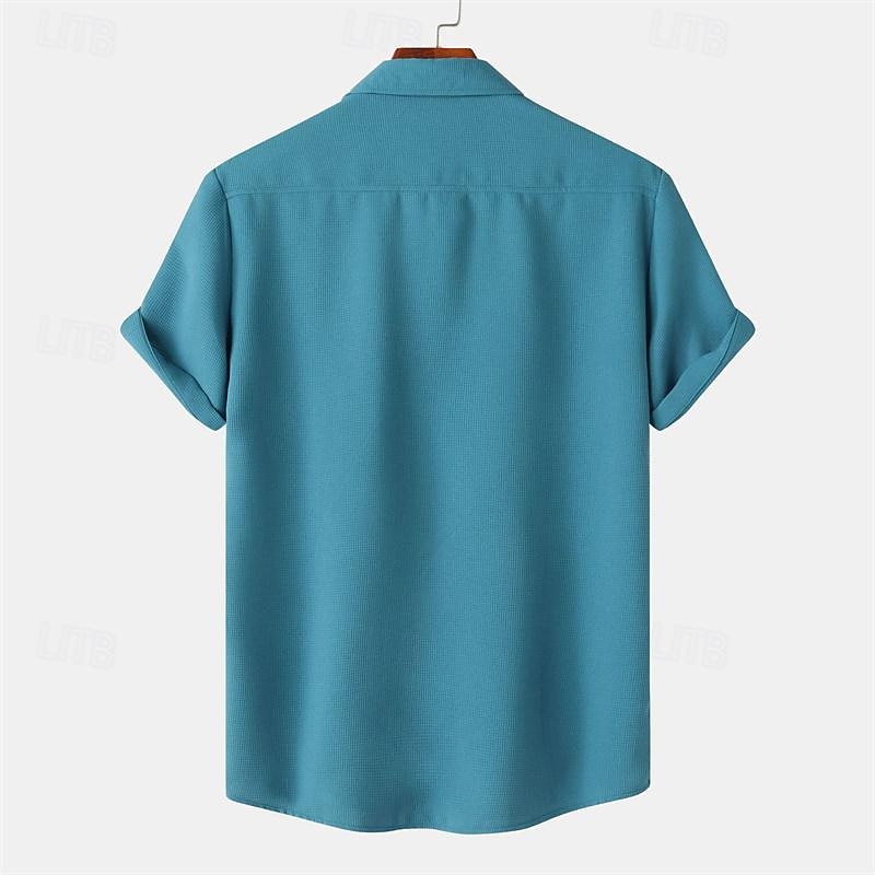 Per uomo Camicia Camicia Estiva Camicia casual Camicia da Spiaggia Camicia con Bottoni Bianco Verde chiaro Blu marino Blu Viola Manica Corta Semplice Bavero Vacanza Camicia hawaiana Tasca del 2026 a $27.99 –P20