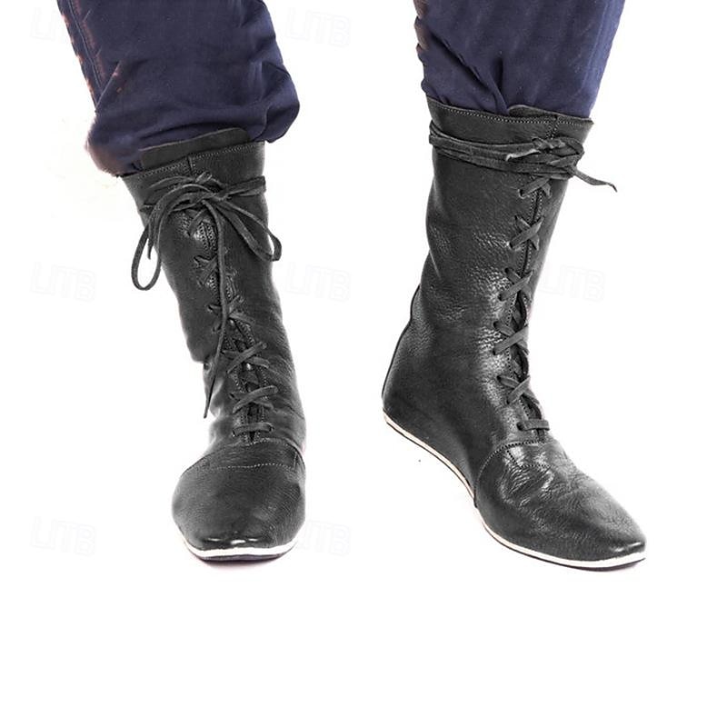sapatos retrô vintage medievais renascentistas botas planas de jazz pirata cavaleiro ritter masculino unissex evento de halloween/festa sapatos de máscaras botas medievais extravagantes de 2025 por $51.99 –P5