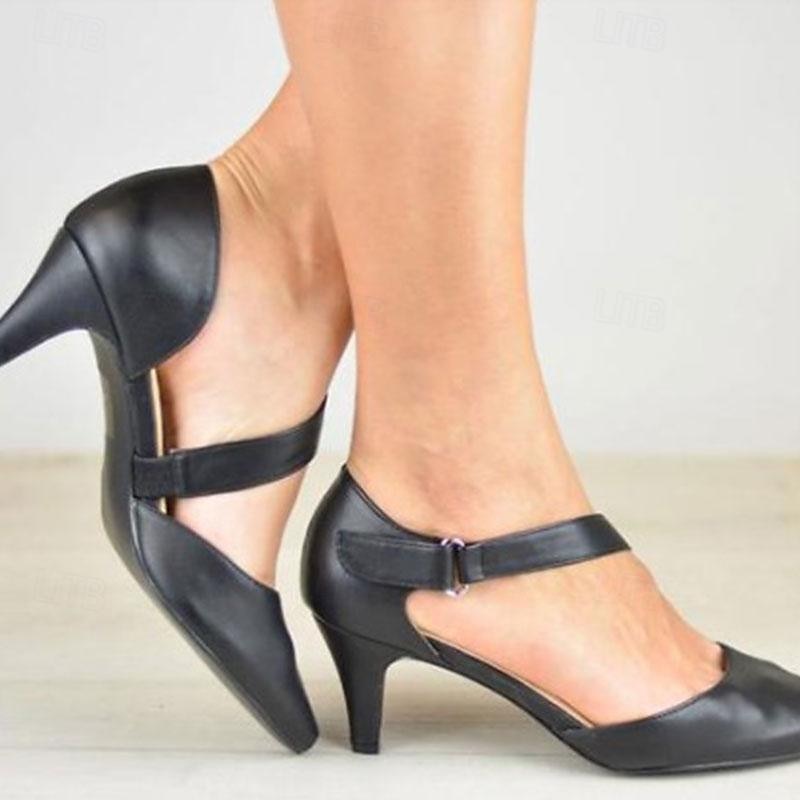 Pentru femei Tocuri Pantofi pumps Pantofi rochie Petrecere În aer liber Zilnic Toc Mic Vârf ascuțit Modă minimalism Imitație Piele Curea Gleznă Negru Alb Albastru 2025 - $46.99 –P10