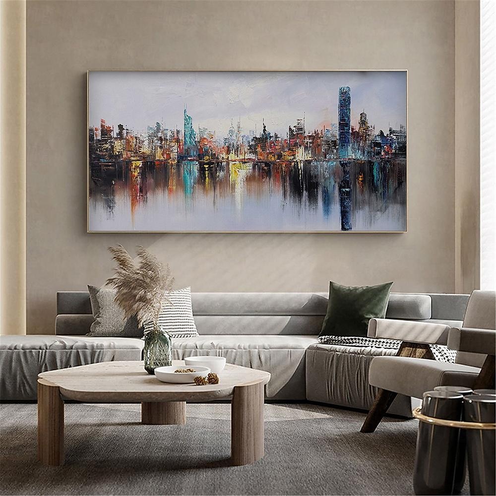 velké new york city krajinomalba ručně malované velké městské umění malba městské nástěnné umění ruční práce new york wall art city art malba ručně malovaná městská malba 2025 - $61.99 –P1