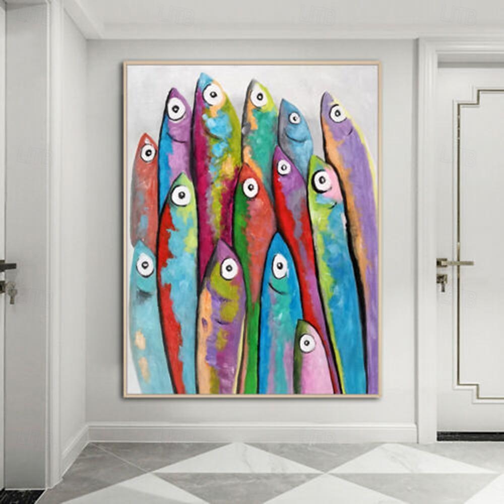 handgemaltes Fischölgemälde auf Leinwand, modernes Gemälde, Wandgemälde für Heimdekoration, Wandkunst, Gemälde, Tiergemälde 2025 - $108.99 –P1
