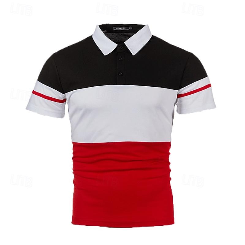 Ανδρικά Πουκάμισο γκολφ Μπλουζάκια Golf Polos Causal Δουλειά Πέτο Κοντομάνικο Βασικό Μοντέρνα Συνδυασμός Χρωμάτων Κουρελού Κουμπιά Ανοιξη καλοκαίρι Κανονικό Ανοικτό Γκρίζο Πουκάμισο γκολφ 2026 - $13.49 –P7