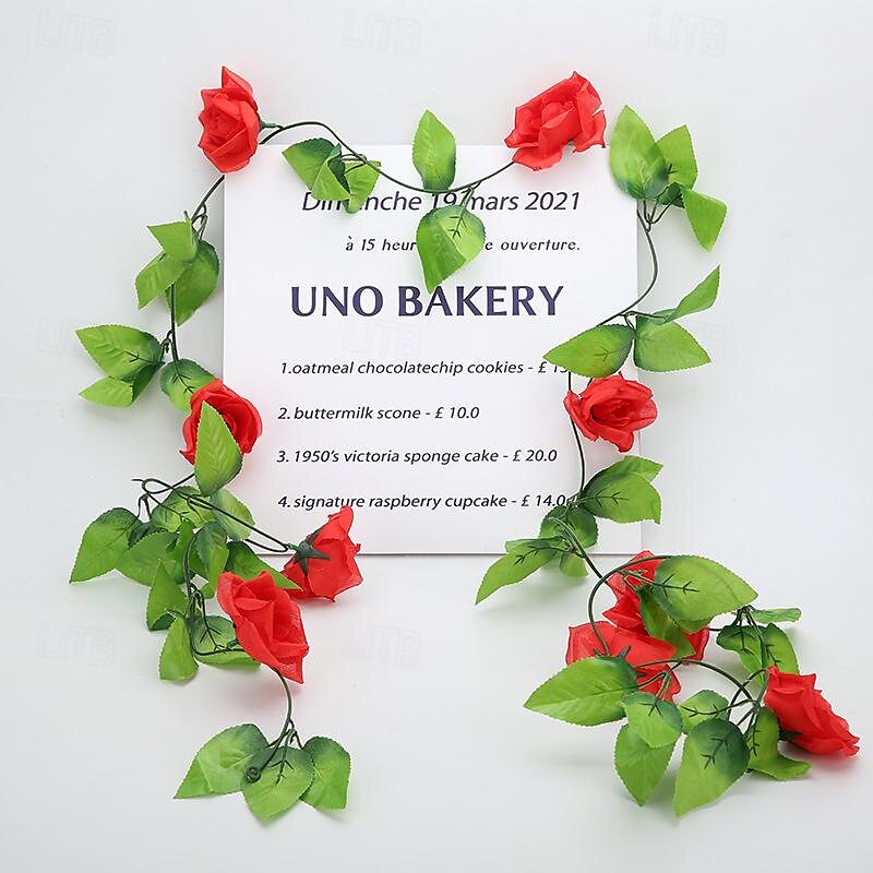 fleurs simulées fleurs artificielles fleurs en soie vigne vignes climatisation conduites d'eau arches de mariage décorations sinueuses rose vignes de 2025 ? $24.99 –P1