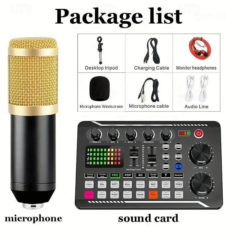 DJ-apparatuur microfoon geluidskaart console studio geluidskaart kit kabel telefoon mengcomputer live voice mixer f998 geluidskaart 2025 - $76.99 –P9