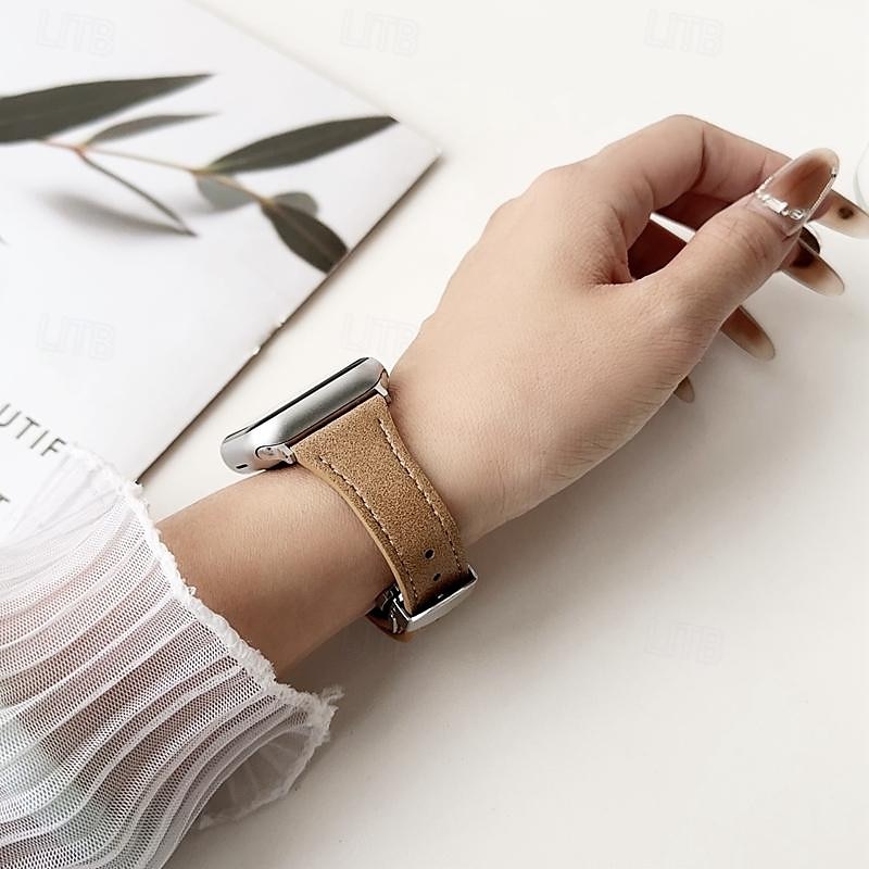 Kožená kapela Kompatibilní s Řemínek k hodinkám Apple Watch 38 mm 40 mm 41 mm 42 mm 44 mm 45 mm 49 mm Robustní Kovová spona Nastavitelný Pravá kůže Náhradní pásek na hodinky pro iwatch Ultra 2 Series 2025 - $17.99 –P11
