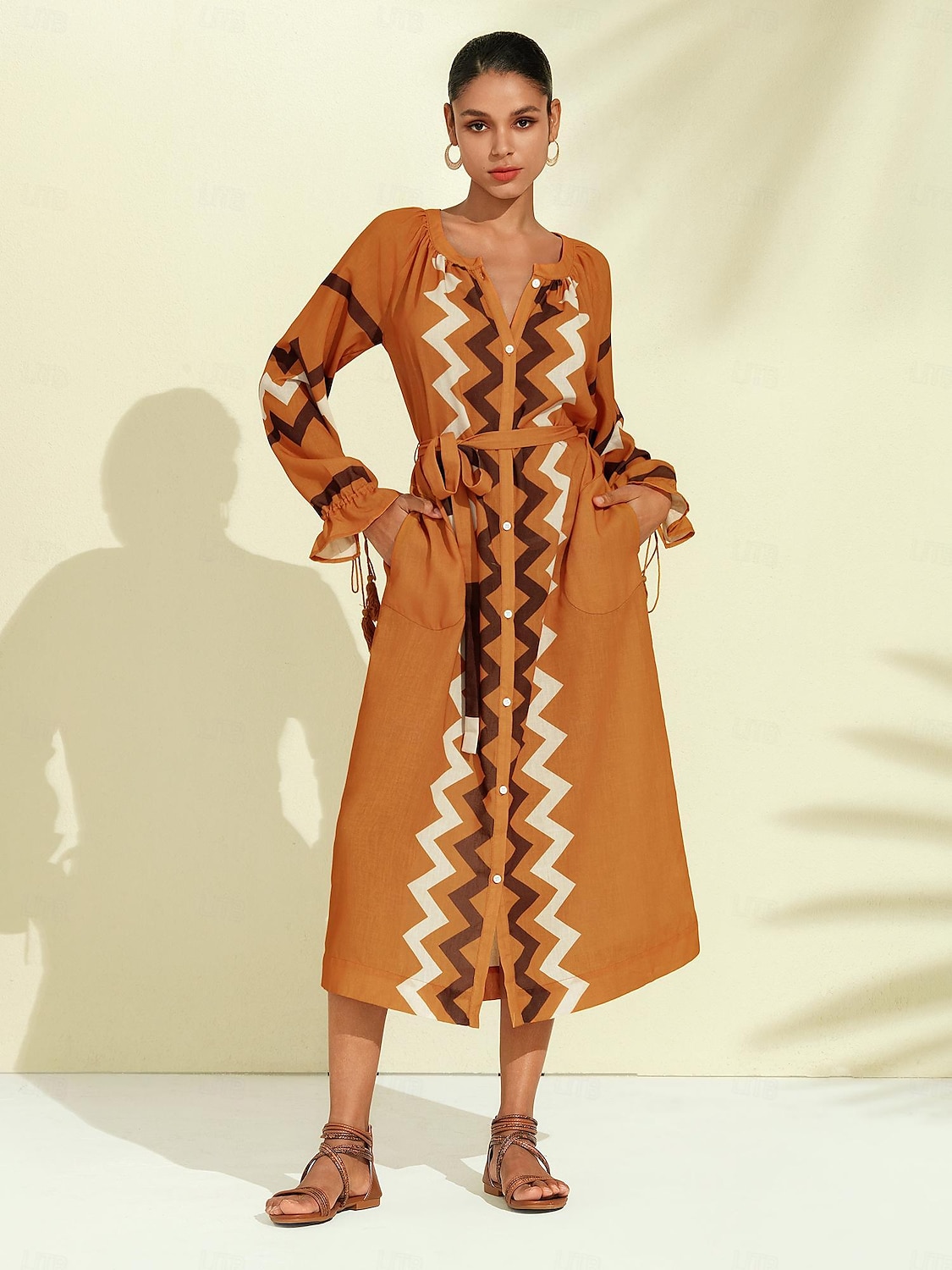 női boho strand fonott pántos lapos barna szandál | elegáns nyári kényelmes lábbeli 2025 - $29.99 –P2