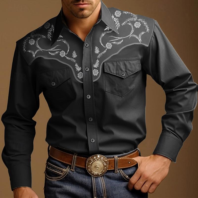 Ανδρικά Cowboy Δυτικό πουκάμισο Πουκάμισο με κουμπιά Πουκάμισο καουμπόη Μακρυμάνικο Βίντατζ δυτικό στυλ ΕΞΩΤΕΡΙΚΟΥ ΧΩΡΟΥ Δρόμος Καθημερινά Φθινόπωρο & Χειμώνας 3D εκτύπωση Μπροστινή τσέπη 2026 - $35.99 –P7