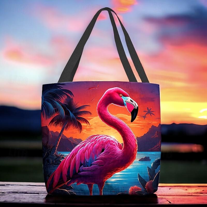 Mujer Bolso Tote Bolsa de hombro Bolsa de lona Poliéster De Compras Diario Festivos Impresión Gran Capacidad Plegable Ligero Flamenco Rojo claro Azul Fucsia 2025 - $19.99 –P1