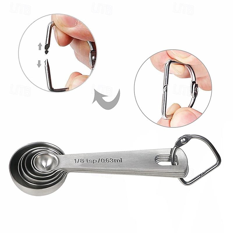 Set di cucchiai dosatori in acciaio inox, set di 6 cucchiai dosatori in metallo per misurare gli ingredienti secchi e liquidi della cottura del 2025 a $13.99 –P2