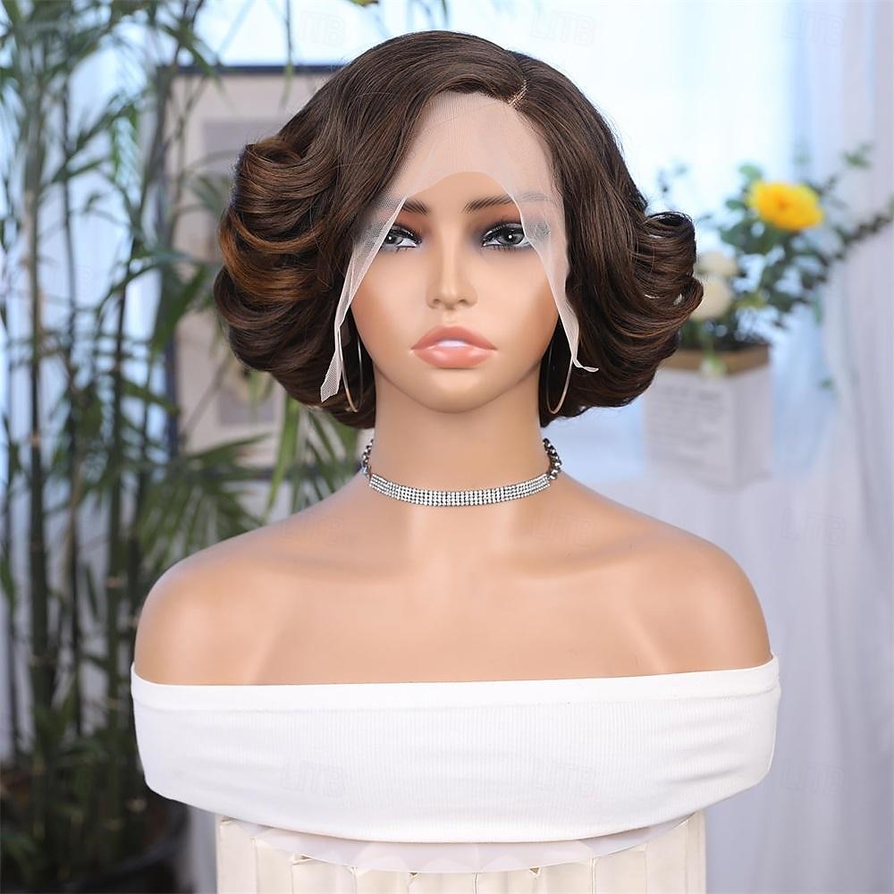 korte krullende bob pruiken losse golf zijdeel pruik voor zwarte vrouwen korte body wave bob synthetische pruik 2025 - $20.99 –P13