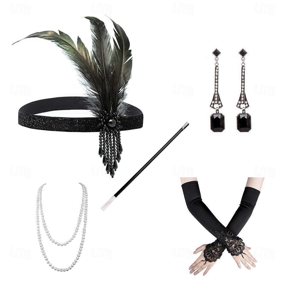 Retro Vintage Goldene Zwanziger 1920er Flapper-Stirnband Zubehörset Der große Gatsby Hochzeitsgast Kostüm Damen Karneval Maskerade Leistung Party / Abend Hochzeitsempfang Erwachsene 1 x 2025 - $24.99 –P7