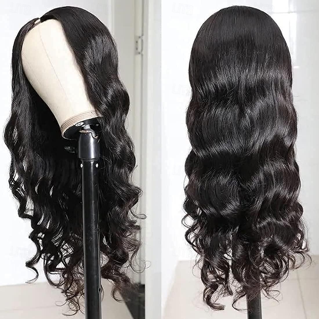 peruci cu corp în V păr uman fără peruci cu dantelă în față peruci din păr virgin brazilian pentru femei de culoare upgrade peruci în parte u perucă cu cap complet cu clip în jumătate peruci în formă 2025 - $101.99 –P2