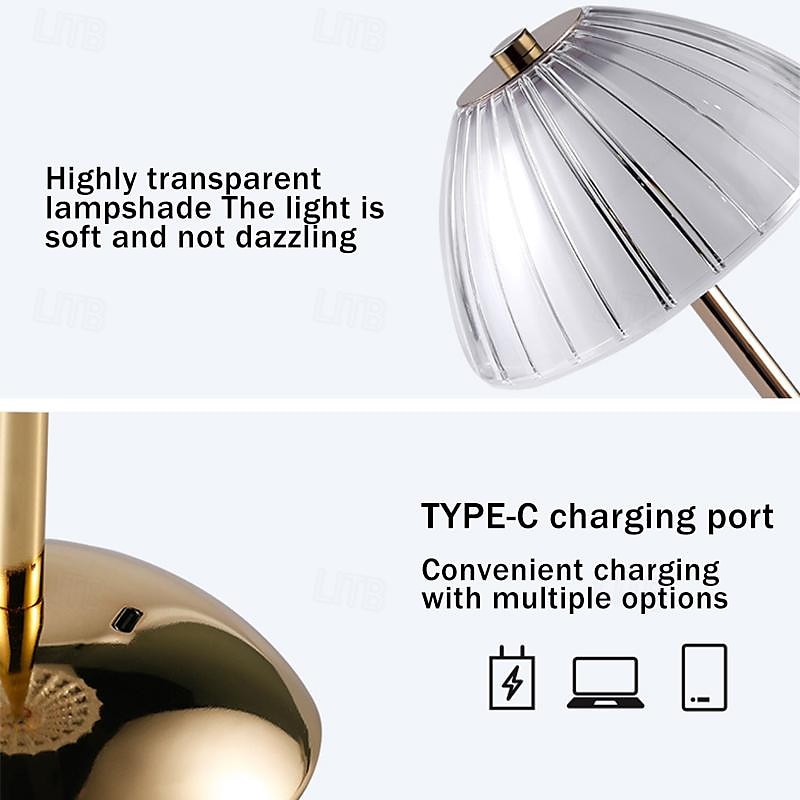 Хрустальная настольная лампа, современный минималистичный сенсорный трехцветный светильник с бесступенчатым затемнением, перезаряжаемый через USB, мягкий свет и долговечная батарея 2025 - $48.99 –P9