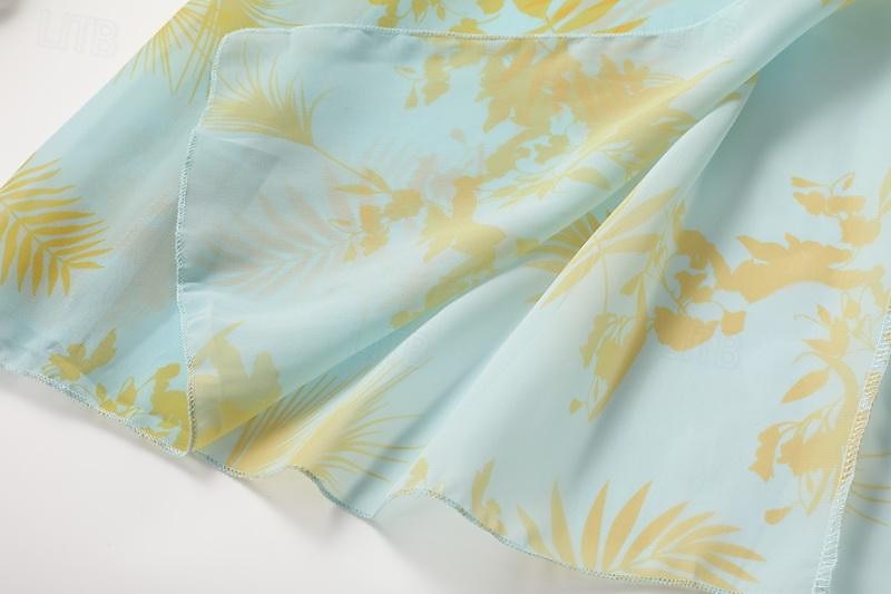 Robe balançoire femme boho robe longue robe maxi robe bleu jaune vert clair floral à lacets manches lanterne printemps été robe profonde v ourlet irrégulier week-end coupe ample 2023 s m l xl xxl de 2025 ? $40.99 –P10