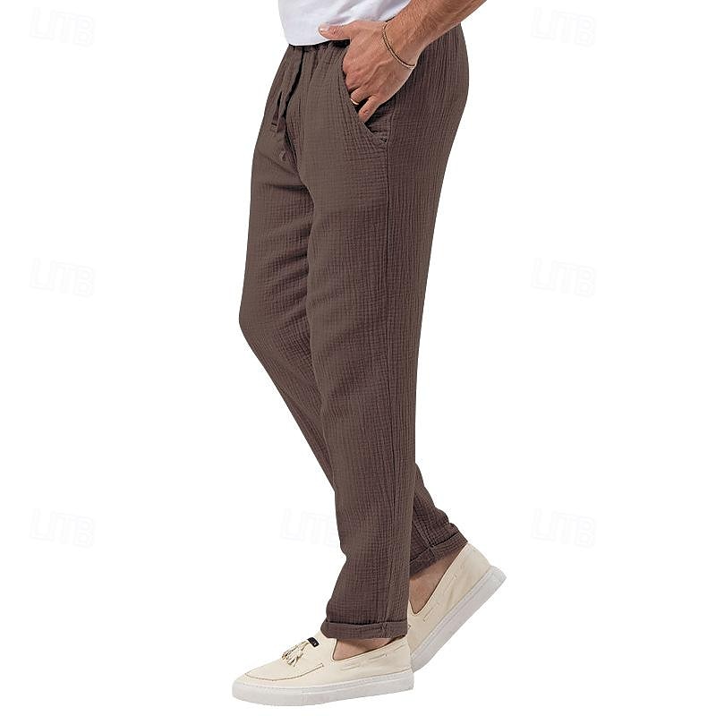 Pánské Kalhoty Plážové šortky Kalhoty pro volný čas Kalhoty Seersucker Šňůrky Elastický pas Straight-Leg Bez vzoru Pohodlné Prodyšné Denní Dovolená Streetwear Módní Na běžné nošení Černá Bílá 2025 - $20.99 –P19
