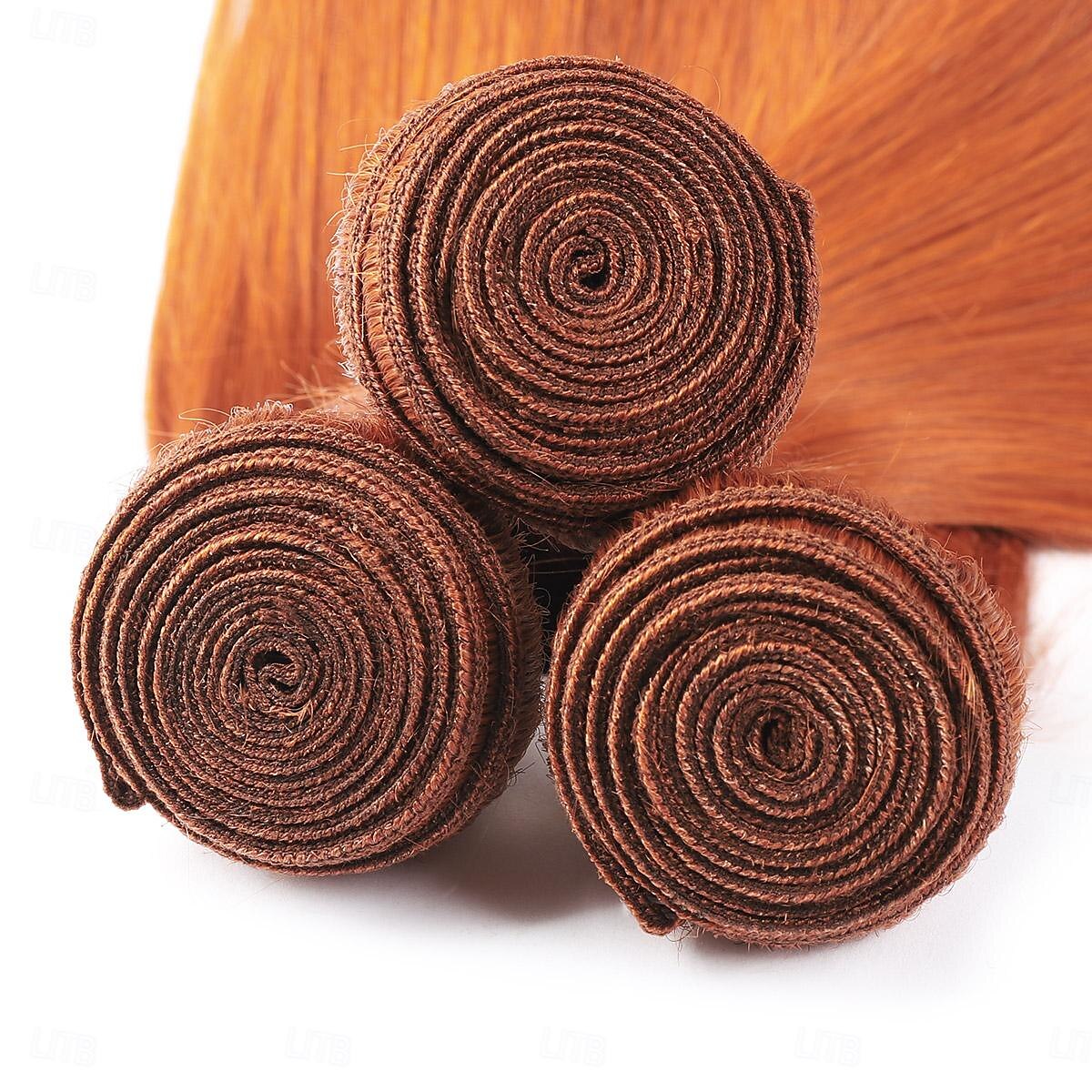 Brazilian Human hair Orange Hair Curtain 350# Straight Hair 3 Bundles Of Human Hair 2025 - $174.99 –P6