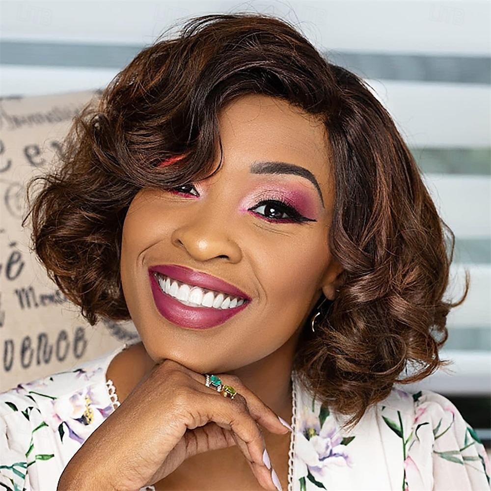 korte krullende bob pruiken losse golf zijdeel pruik voor zwarte vrouwen korte body wave bob synthetische pruik 2025 - $20.99 –P15