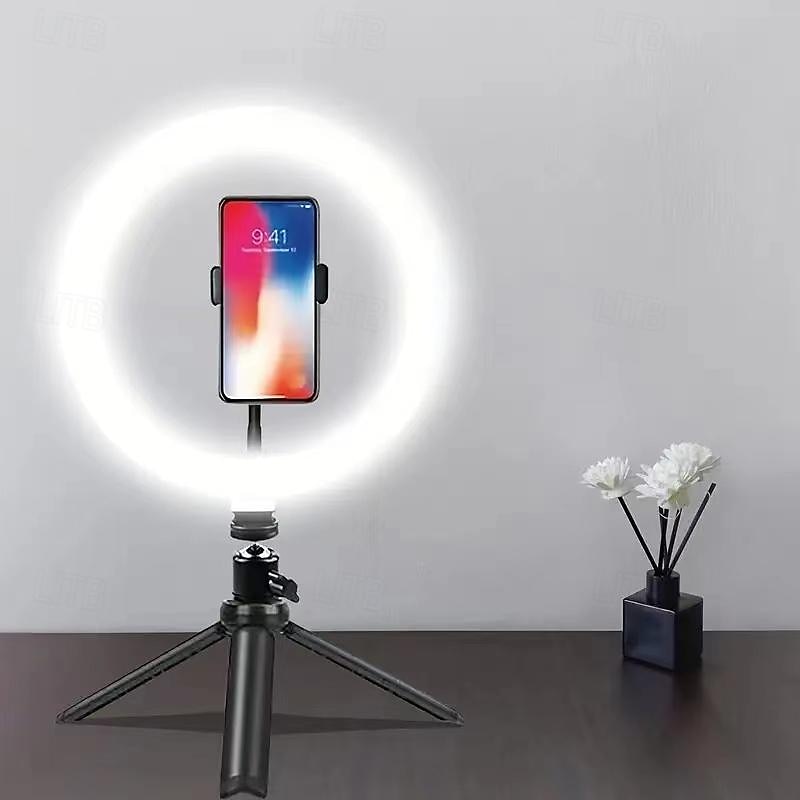 2025年 10インチ 26cm フィルライト、三脚付きライブブロードキャストリングライト、自撮り写真と美しさのための10の明るさレベル コレクション – $22.99 –P1