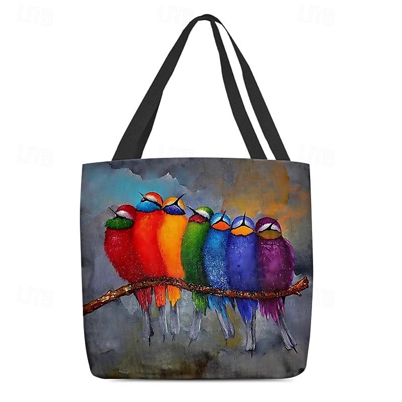 Colorful Birds Print Tote Bag – Artistic Eco-Friendly Reusable Shoulder Bag for Women, Casual Everyday Handbag 2025 - $18.99 –P11