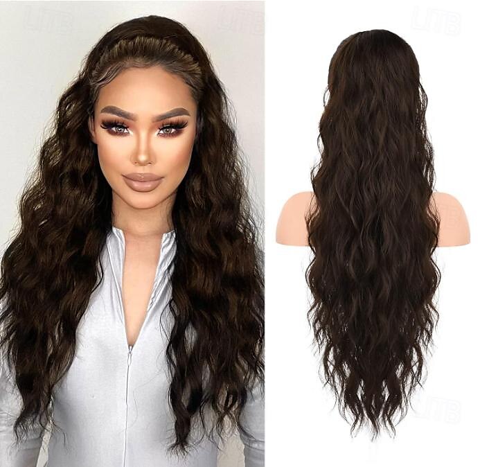 extension de queue de cheval, extensions de cheveux de queue de cheval avec cordon de serrage longue queue de cheval ondulée bouclée postiche synthétique ondulée naturelle pour les femmes usage de 2025 ? $13.99 –P9