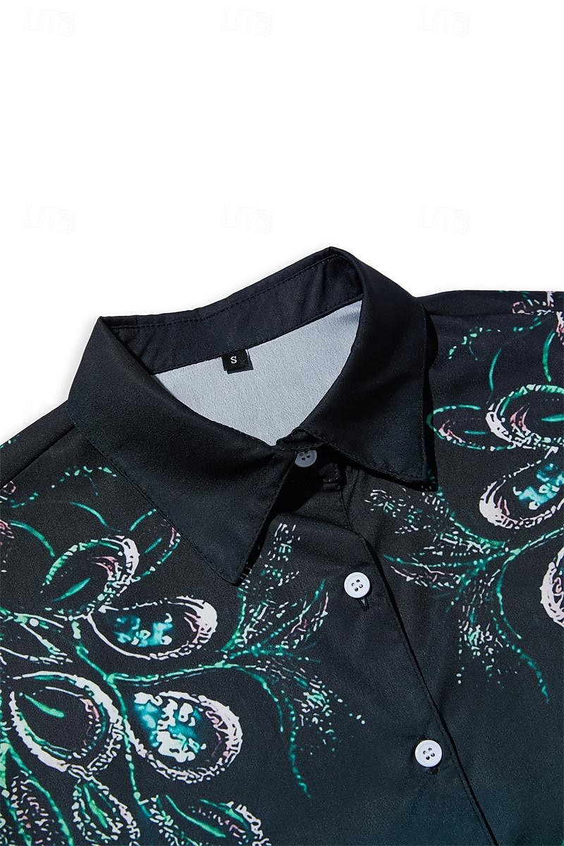 Damen Hemd Täglich Basic Knöpfe Print Langarm Reguläre Tops Hemdkragen Freizeit Blau Grün Herbst Winter 2025 - $26.99 –P4