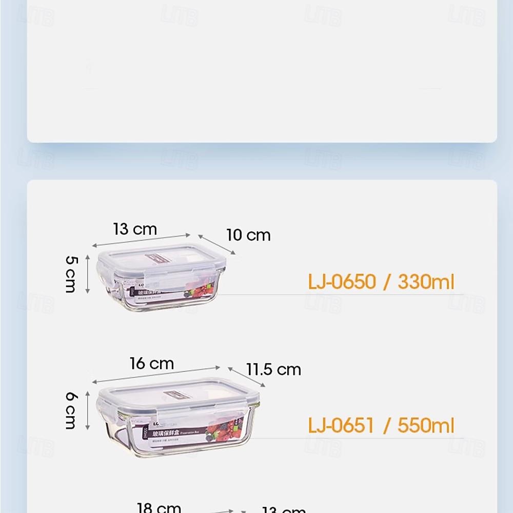 High Borosilicate Glass Lunch Box Meal Prep Containers Glass Food Storage Containers With Lids Kitchen Storage & Organization 2025 - $11.99 –P6