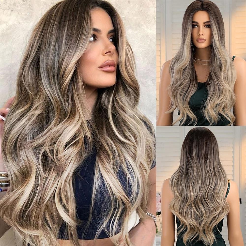 Long Ombre Blonde Brown Wavy Wigs for Women Natural Synthetic Curly Wig Heat Resistant Fiber Wigs for Daily Cosplay 2025 - $25.99 –P1