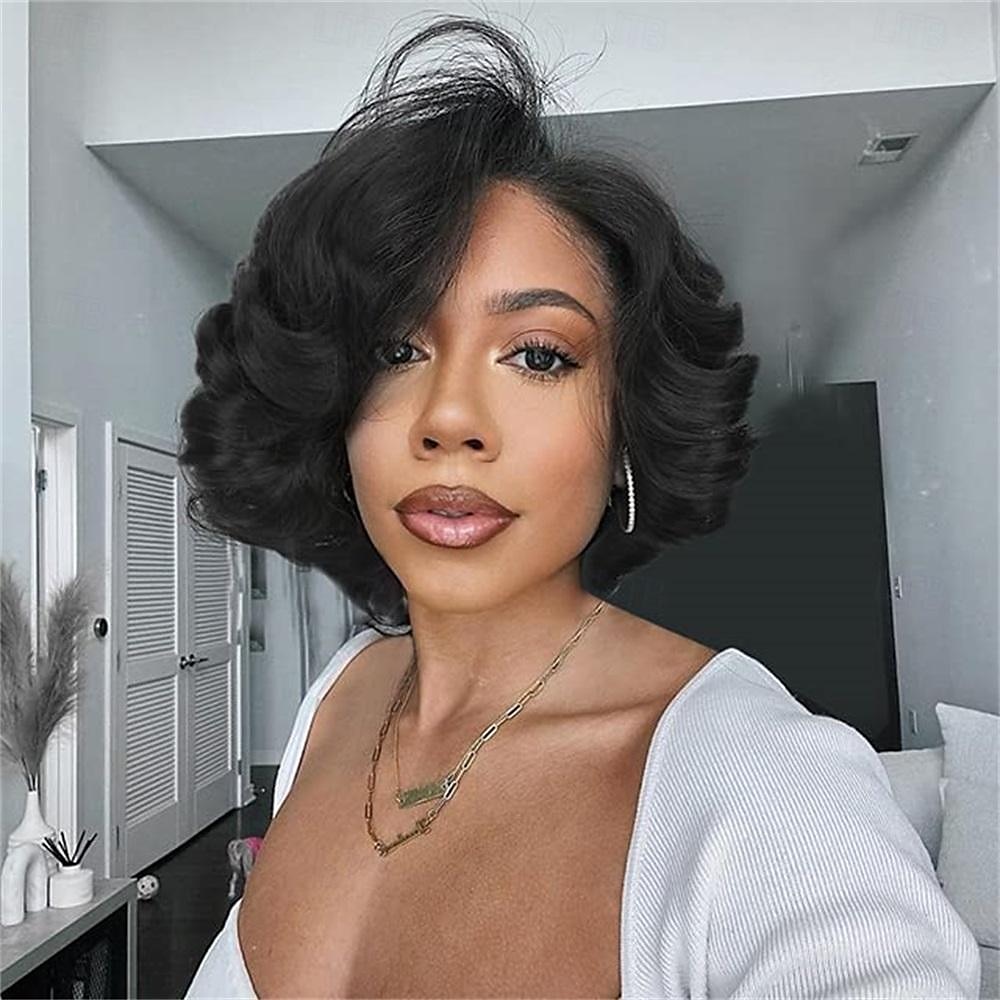 korte krullende bob pruiken losse golf zijdeel pruik voor zwarte vrouwen korte body wave bob synthetische pruik 2025 - $20.99 –P4