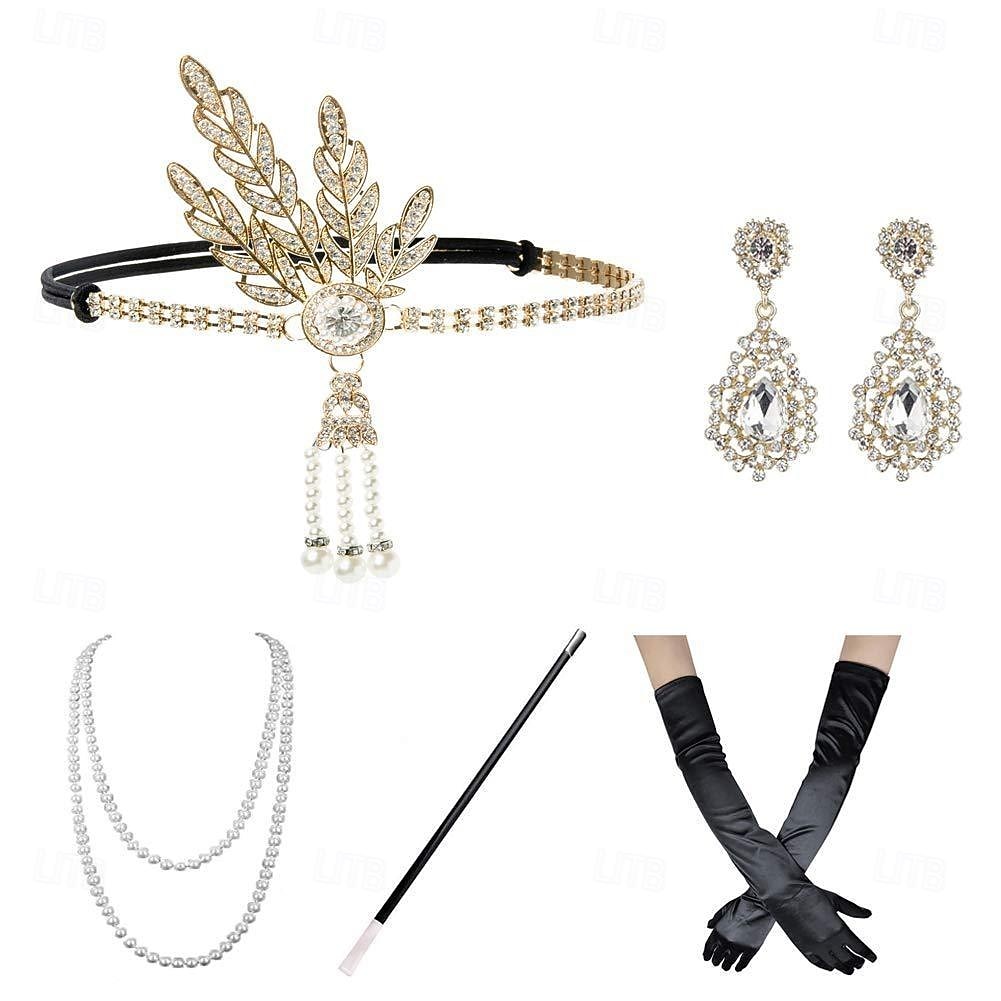 Retro Vintage Goldene Zwanziger 1920er Flapper-Stirnband Zubehörset Der große Gatsby Hochzeitsgast Kostüm Damen Karneval Maskerade Leistung Party / Abend Hochzeitsempfang Erwachsene 1 x 2025 - $24.99 –P1