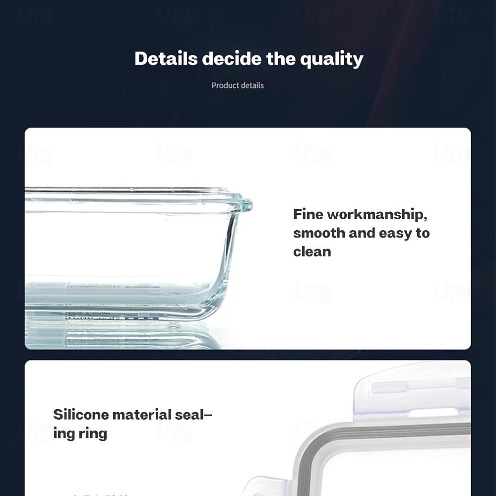 High Borosilicate Glass Lunch Box Meal Prep Containers Glass Food Storage Containers With Lids Kitchen Storage & Organization 2025 - $11.99 –P9