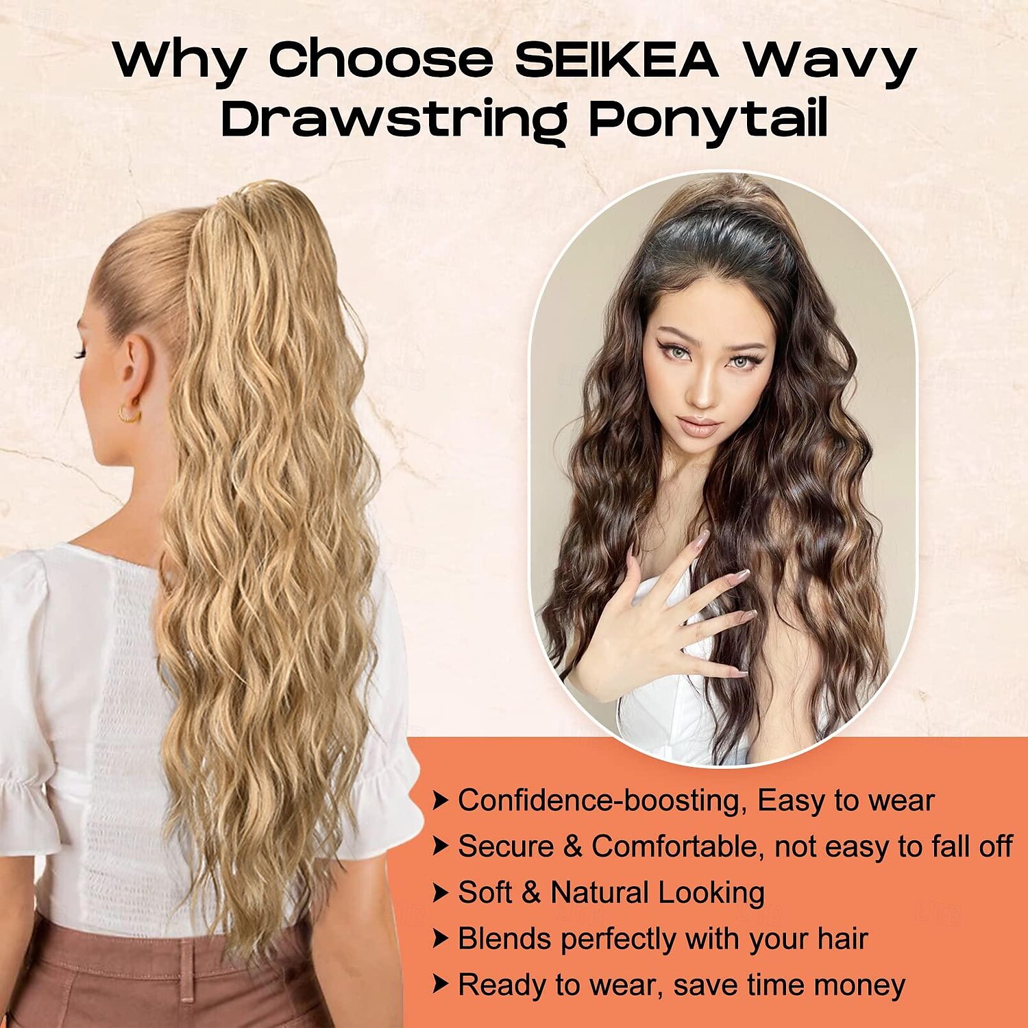 extension de queue de cheval avec cordon de serrage eva long et épais clip ondulé dans les extensions de cheveux queue de cheval postiche synthétique douce naturelle pour femmes de 2025 ? $14.49 –P5
