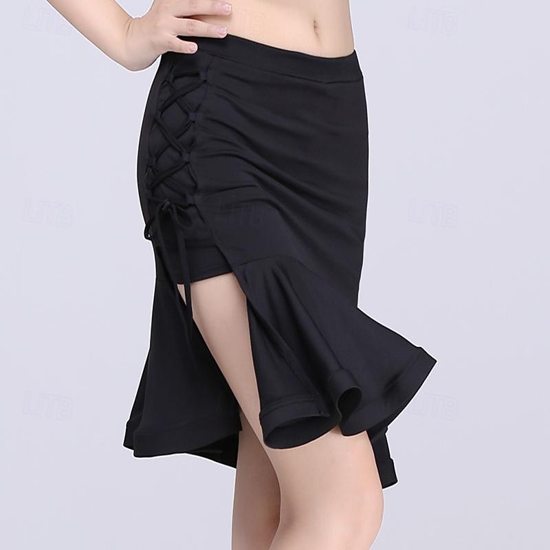 Latijnse dans Ballroomdansen Rokken Buikriem Geplooid Pure Kleur Dames Prestatie Opleiding Hoog Spandex 2025 - $23.99 –P2