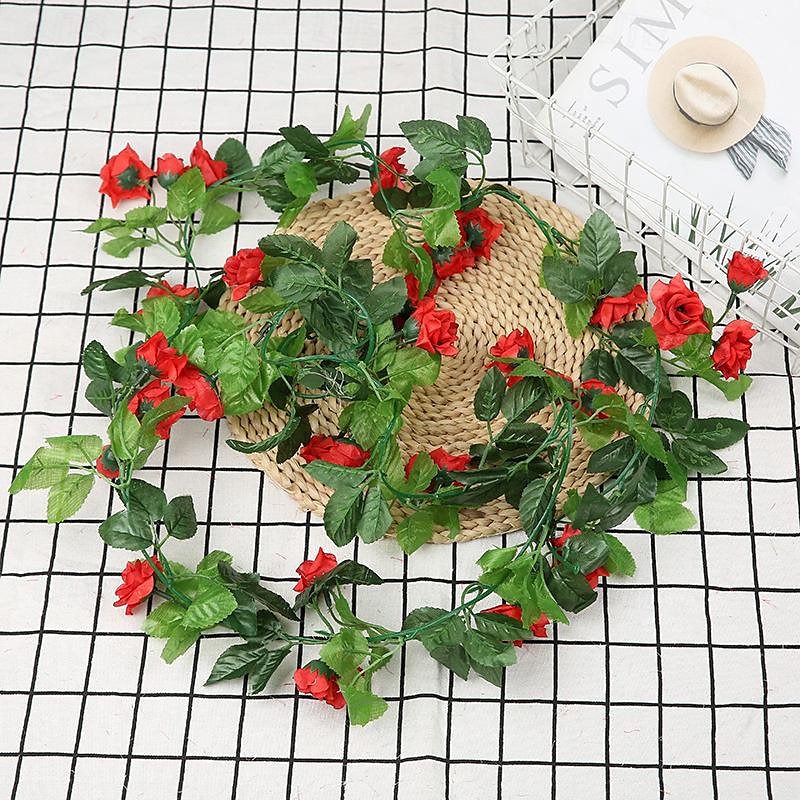 fleurs simulées fleurs artificielles fleurs en soie vigne vignes climatisation conduites d'eau arches de mariage décorations sinueuses rose vignes de 2025 ? $24.99 –P16