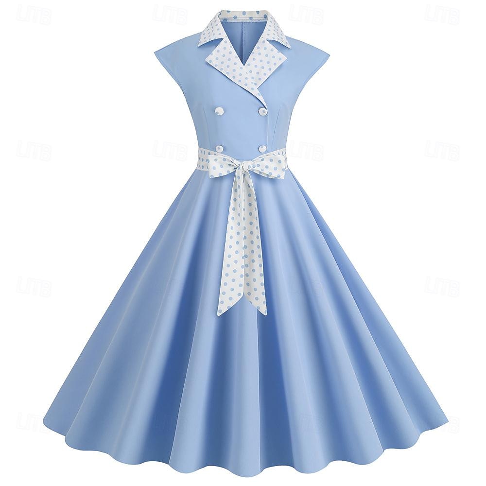 Retro / vintage 1950 rockabilly Rochii Rochie leagăn Buline Pentru femei Carnaval Mascaradă Purtare Zilnică Petrecerea Burlăcițelor Adulți Rochie Rochii de acasă 2025 - $24.99 –P6