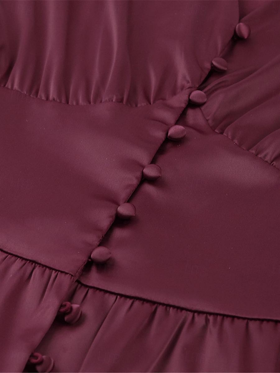 Dames Witte jurk Lange jurk maxi-jurk nappi Afspraakje Vakantie Streetwear Maxi V-hals Lange mouw Zwart Wit Blozend Roze Kleur 2025 - $60.99 -P18