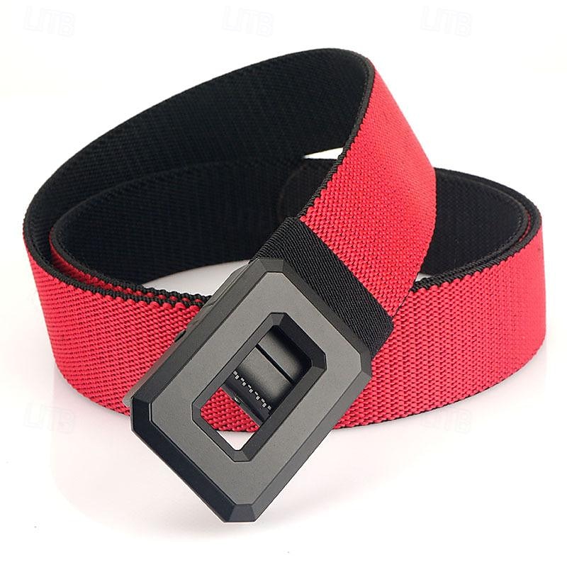Men's Belt Nylon Belt Reversible Belt Hollow-out Rotating Buckle Alloy Durable Adjustable Plain Red Kakhi Outdoor Daily Waist Belt 2026 - $11.99 –P4