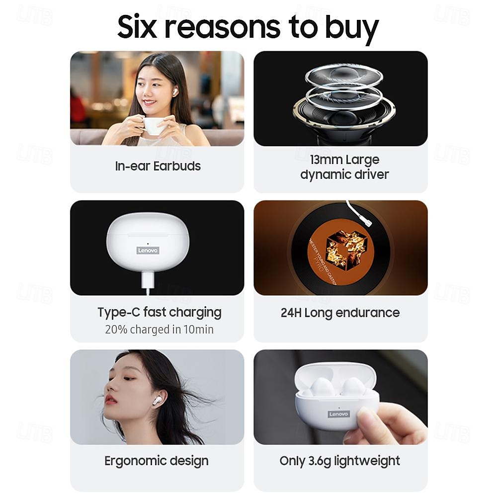 Lenovo LP5 True Wireless Headphones TWS Earbuds In Ear Bluetooth5.0 Stereo with Charging Box Built-in Mic for Apple Samsung Huawei Xiaomi MI  Yoga Everyday Use Traveling Mobile Phone 2025 - $31.99 –P4
