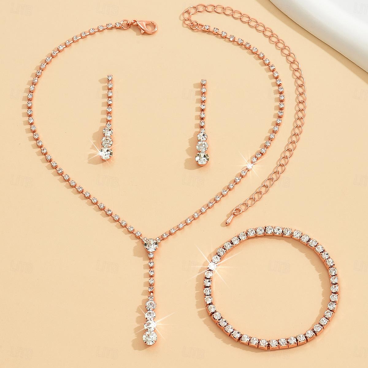 Seturi de bijuterii 4 buc Ștras Aliaj Cercei Coliere Brățări Pentru femei Elegant Epocă Modă Geometric Geometric Shape Set de bijuterii Pentru Nuntă Aniversare Invitat la nunta 2025 - $12.99 –P8