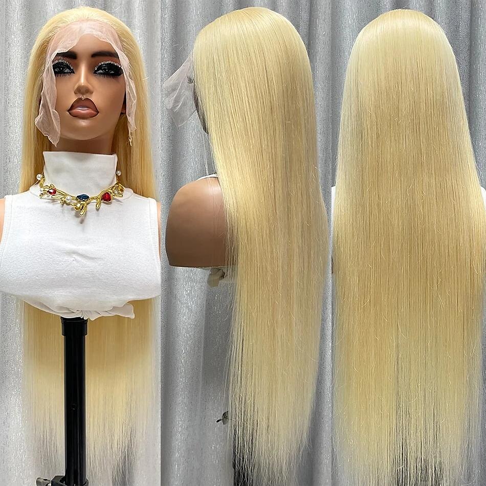 Glueless Blonde Lace Closure 613 Wig HD Lace Front Straight Human Hair Wigs Pre Plucked Bleached Knots Honey Blonde Wig For Women 2025 - $190.99 –P1