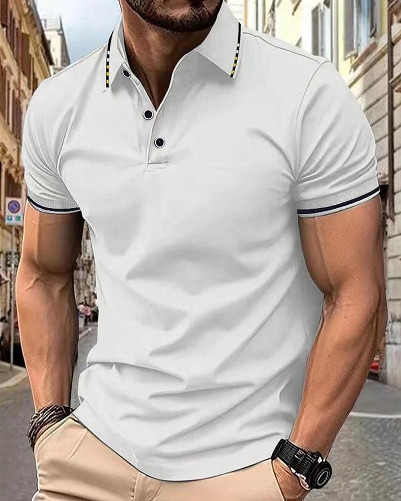 Men's Golf Shirt Golf Polo Work Casual Lapel Short Sleeve Basic Modern Color Block Patchwork Button Spring & Summer Regular Fit Wine Lake Blue Black White Pink Navy Blue Golf Shirt 2025 - $13.99 –P1