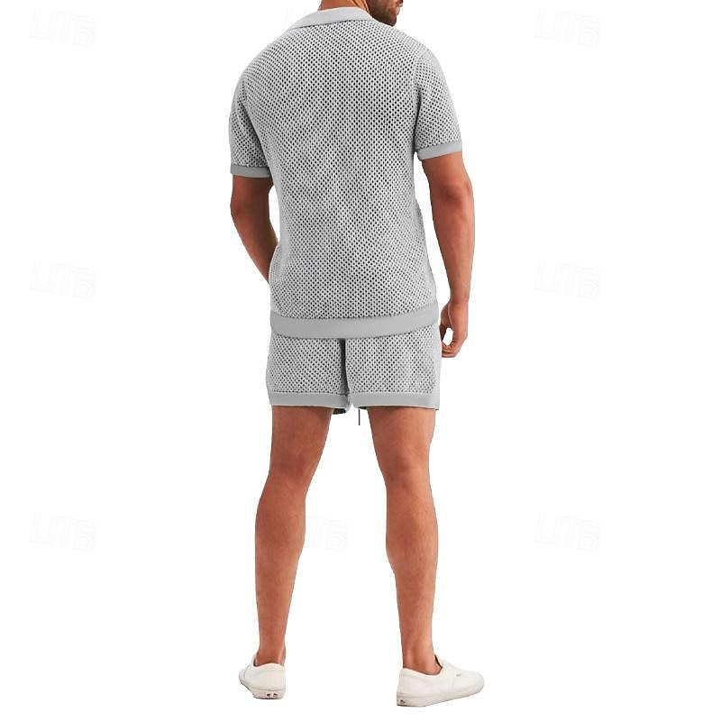Hombre Camisa Conjunto de camisa Camisa de verano Camisa casual Camisa de playa Abotonar la camisa Negro Blanco Azul Real Gris Ligero Azul claro Manga Corta Plano Diseño Vacaciones Hawaiano Malla Ropa 2026 - $43.99 –P14