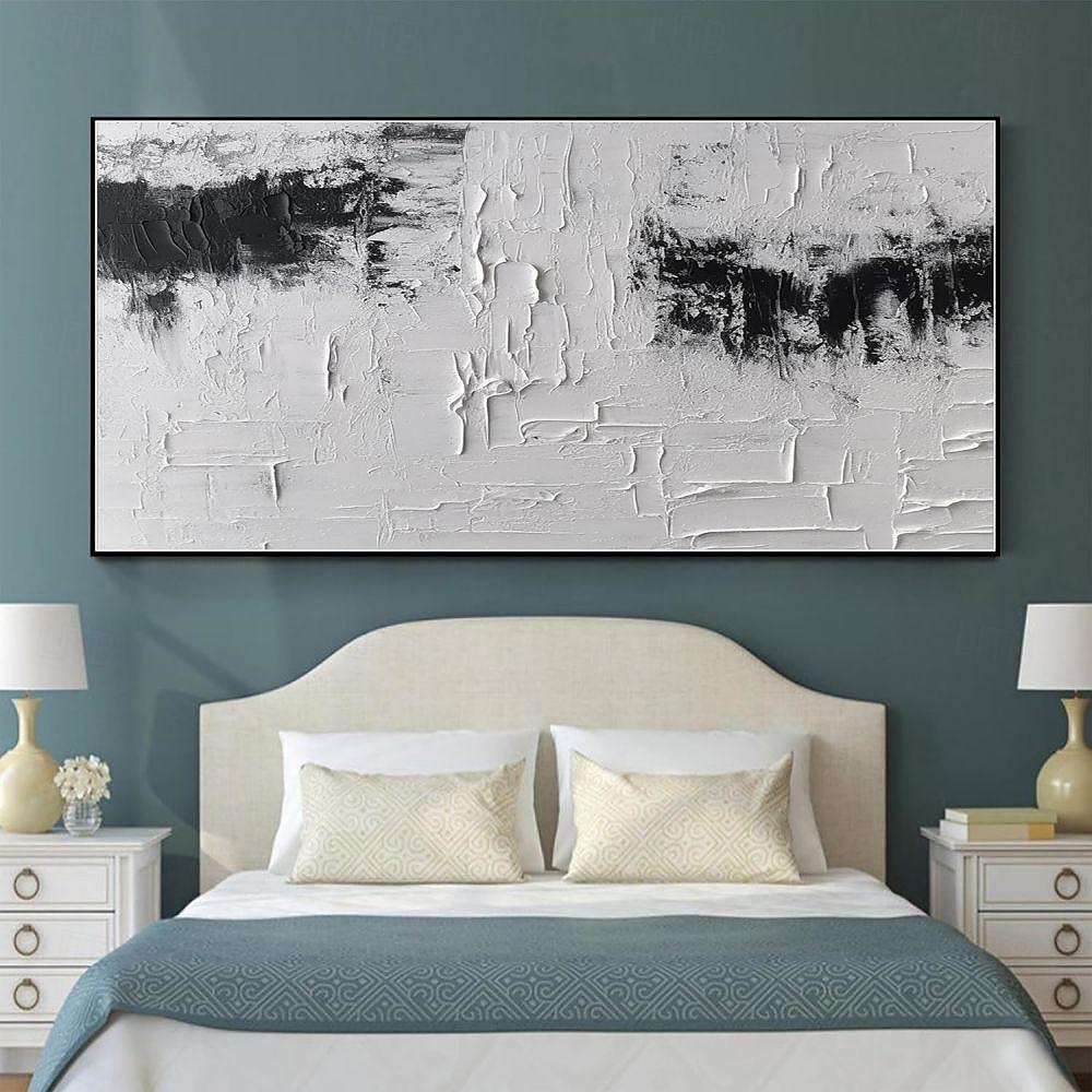 Handgefertigtes Ölgemälde auf Leinwand, Wandkunst, Dekoration, schwarz-weiß, modernes, einfaches, handgemaltes, abstraktes, dekoratives Bild für Zuhause, Wohnzimmer, gerolltes, rahmenloses, 2026 - $89.99 –P9