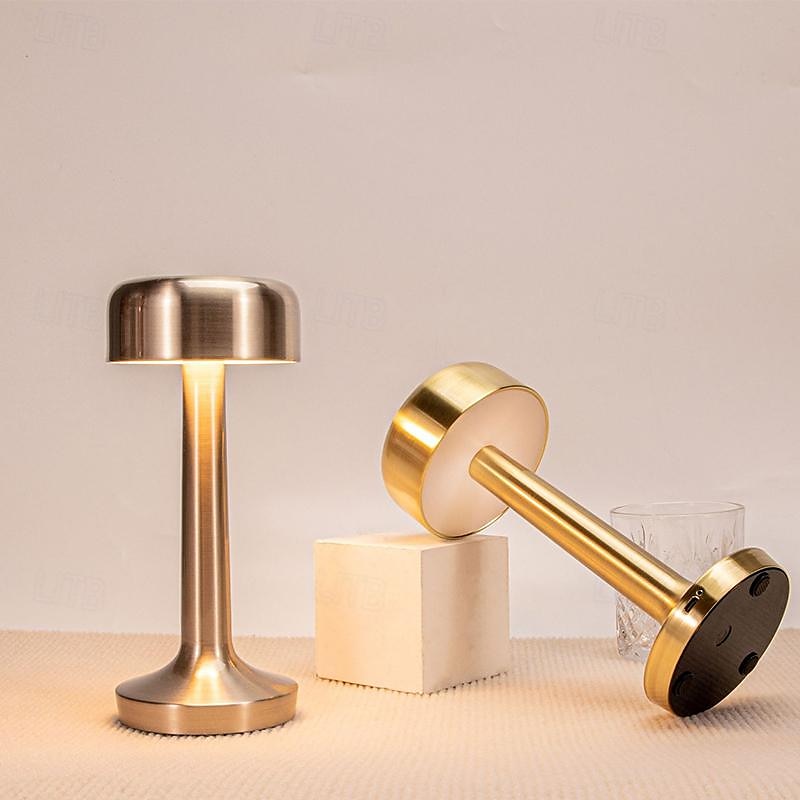 Rechargeable Metal Table Lamp Mushroom Shaped with 3-color Dimming Indoor Bedroom Living Room Atmosphere Desk Lamp USB Rechargeable 2025 - $37.99 –P2